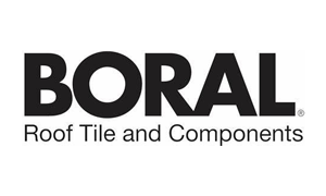 The boral roof tile and components logo is black and white.