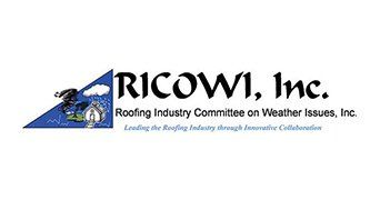 The logo for Ricowi, Inc. is a roofing industry committee on weather issues.