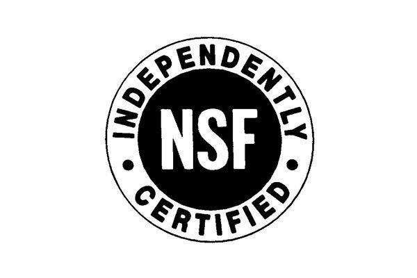 A black and white logo that says independently nsf certified
