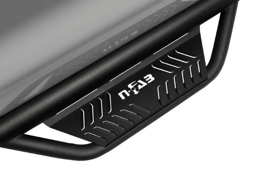 Black metal side step with a 