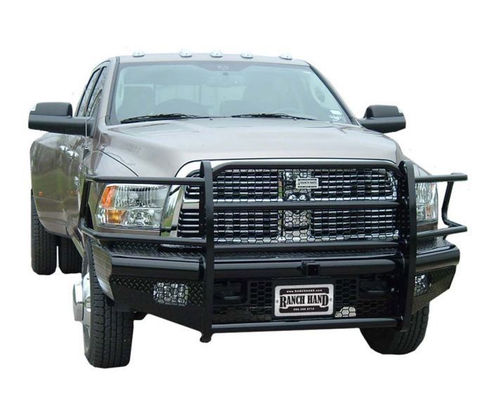 Gray Ram pickup truck with a black grille guard on a white background.