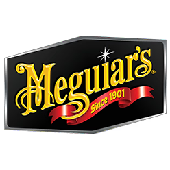 Meguiar's logo on a black sign with gold lettering and a red ribbon reading Since 1901