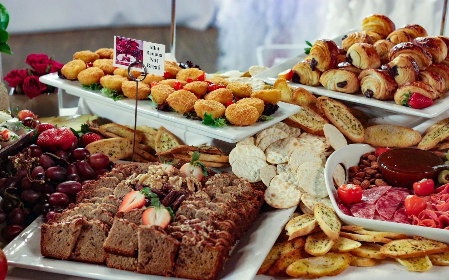 There are many different types of food on the table.