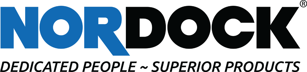 NORDOCK logo in blue and red with the tagline “Dedicated People ~ Superior Products”