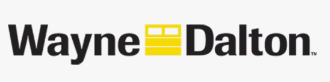 Wayne Dalton logo with black text and a yellow door icon