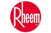 Rheem logo: White Rheem text inside a red circle.
