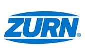 ZURN logo, blue text in a white outlined oval.
