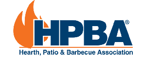 HPBA logo with orange flames and blue text for the Hearth, Patio & Barbecue Association