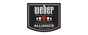 Weber Alliance Dealer logo badge with white text on a black shield background