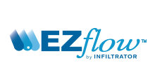 EZflow by Infiltrator logo in blue and black on a white background