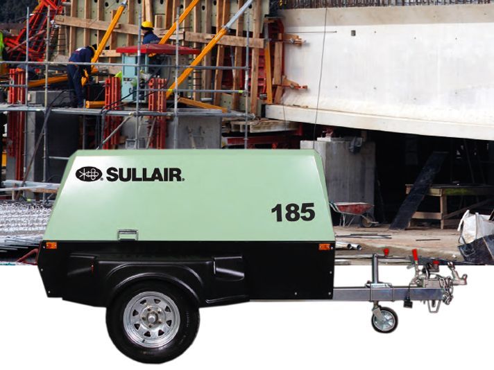 A sullair 185 air compressor on a trailer