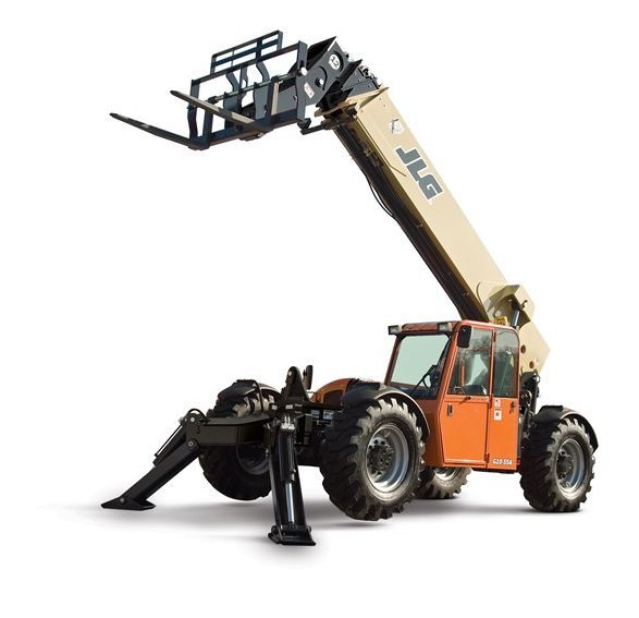 A jlg tractor with a forklift attached to it