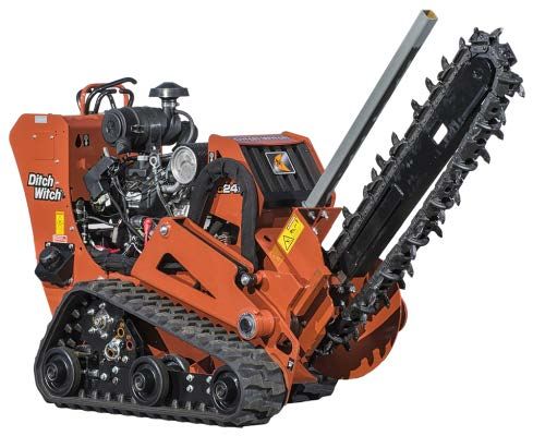 A tractor with a chainsaw attached to it on a white background