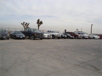 Parked cars and trucks