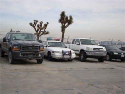 Parked cars and trucks