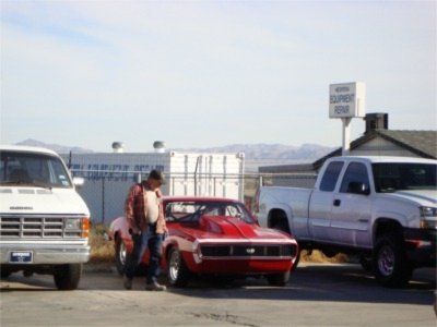 Parked cars and trucks