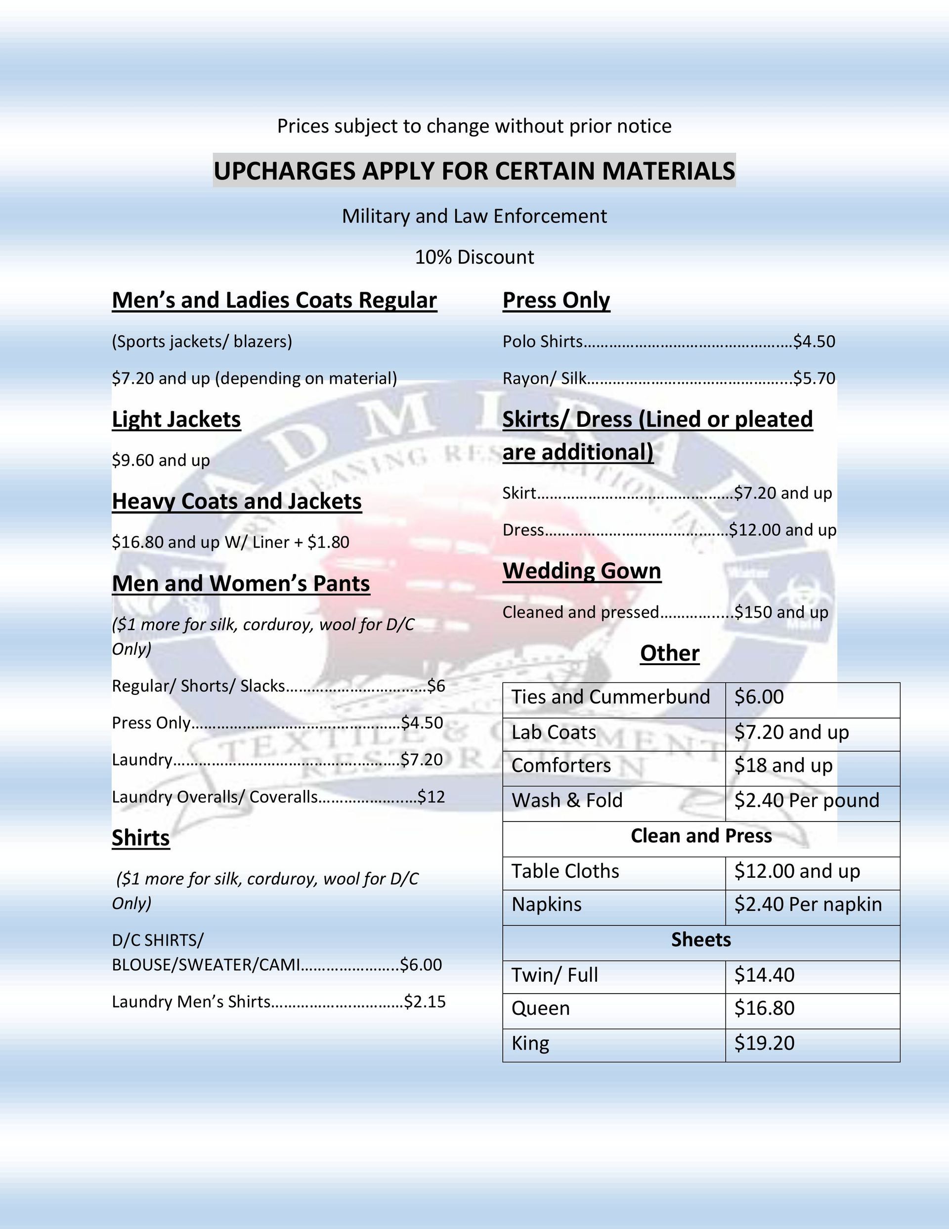 Prices