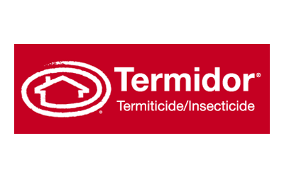 Termidor logo: white house outline inside circles on red background,