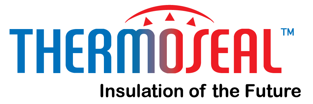 The logo for thermoseal is red and blue and says `` insulation of the future ''.