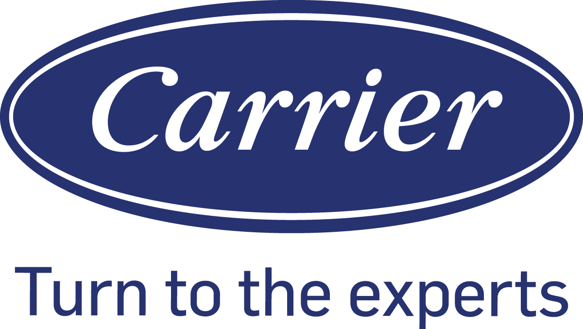 Carrier logo in white text on a blue oval.