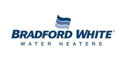 Bradford White logo: navy text with flag symbol above, 