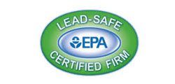 Lead-Safe Certified Firm logo. Green oval with white text: 