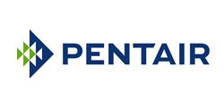 Pentair logo: blue and green geometric design with the word 