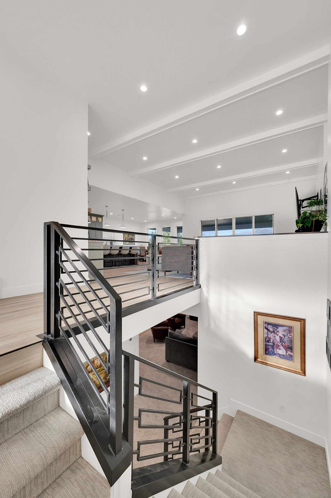 A staircase leading up to a second floor in a house.