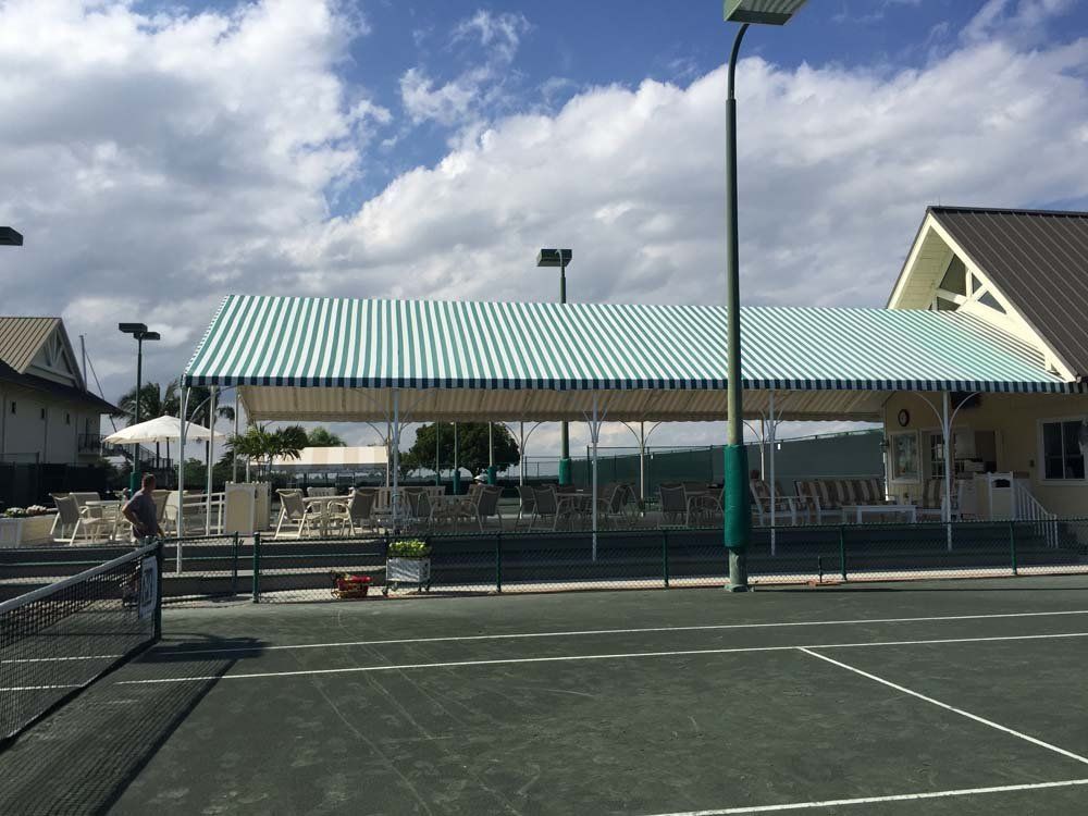 Green And White Striped Awnings