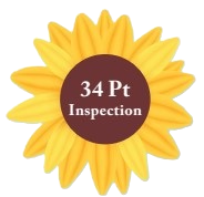 A sunflower with the words `` 34 pt inspection '' written on it.
