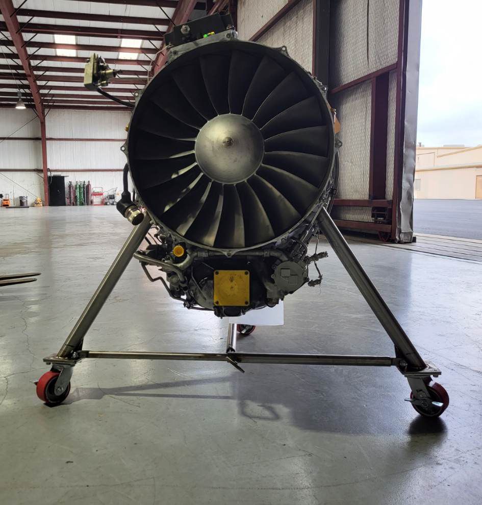 Front view of an airplane engine