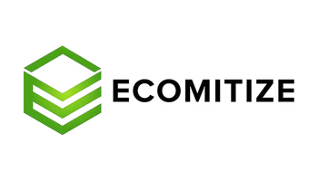 The logo for ecomitize is a green hexagon with three arrows pointing in opposite directions.