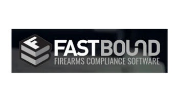 The logo for fastbound firearms compliance software is black and white.