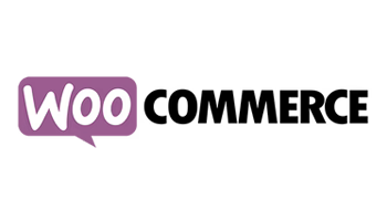 The logo for woocommerce is a purple speech bubble on a white background.