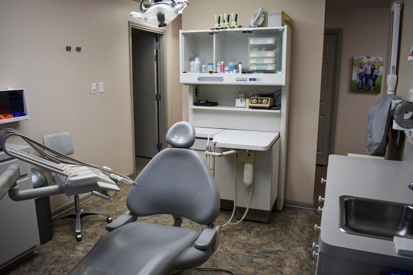 inside the dental clinic with tools and chair