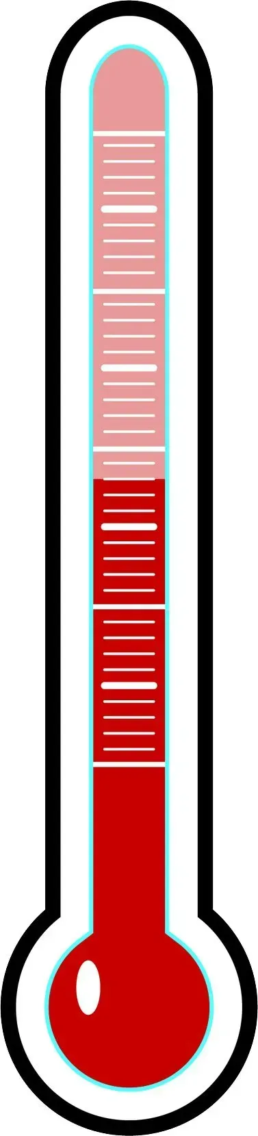 Thermometer showing a temperature, red liquid rising up.