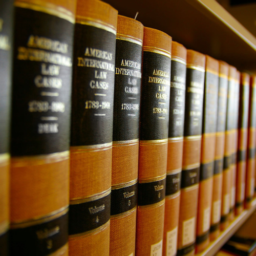 law books on book shelves