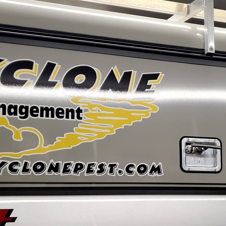 A truck with a sticker on the side that says clone management.