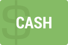 Green square with dollar sign graphic, white 