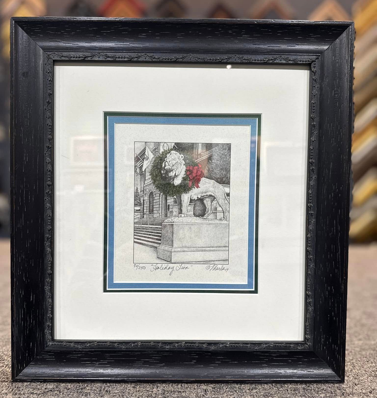 Pile of various colored frame corners, some with gold accents, on sale.