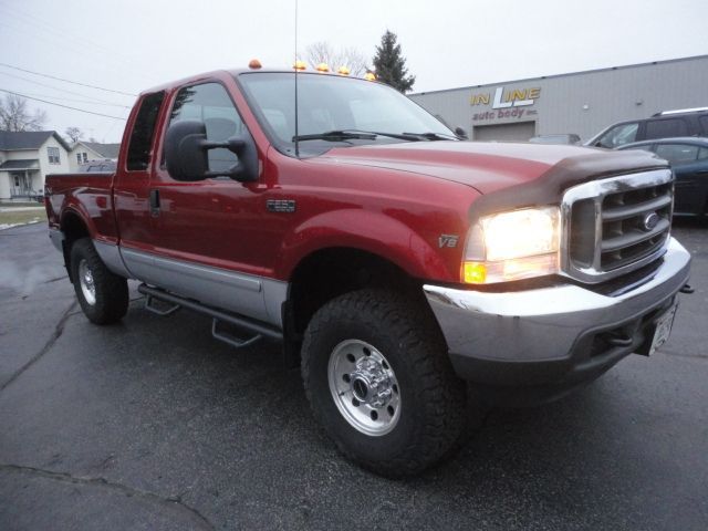 red pick-up truck front view