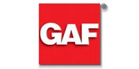 Red square GAF logo with white letters and a small gray dot in the top right