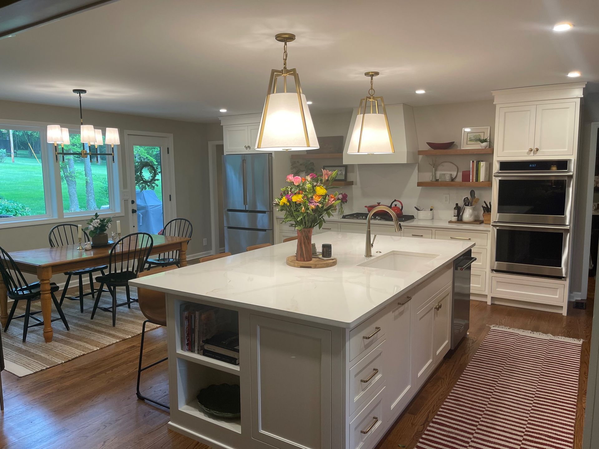 There is a large island in the middle of the kitchen