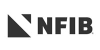 NFIB black logo with geometric icon and bold letters on white background