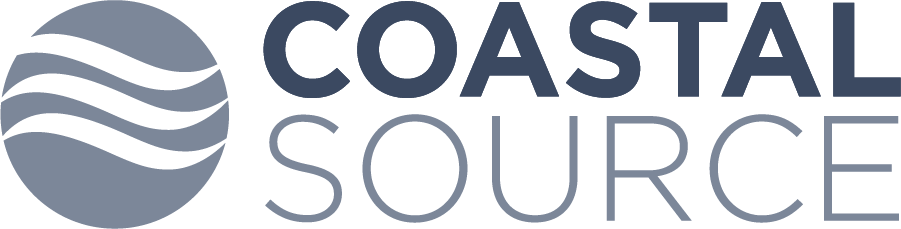 A logo for coastal source with a wave in the middle.