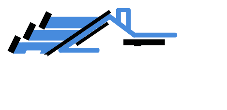 Blue and black geometric line logo on a white background