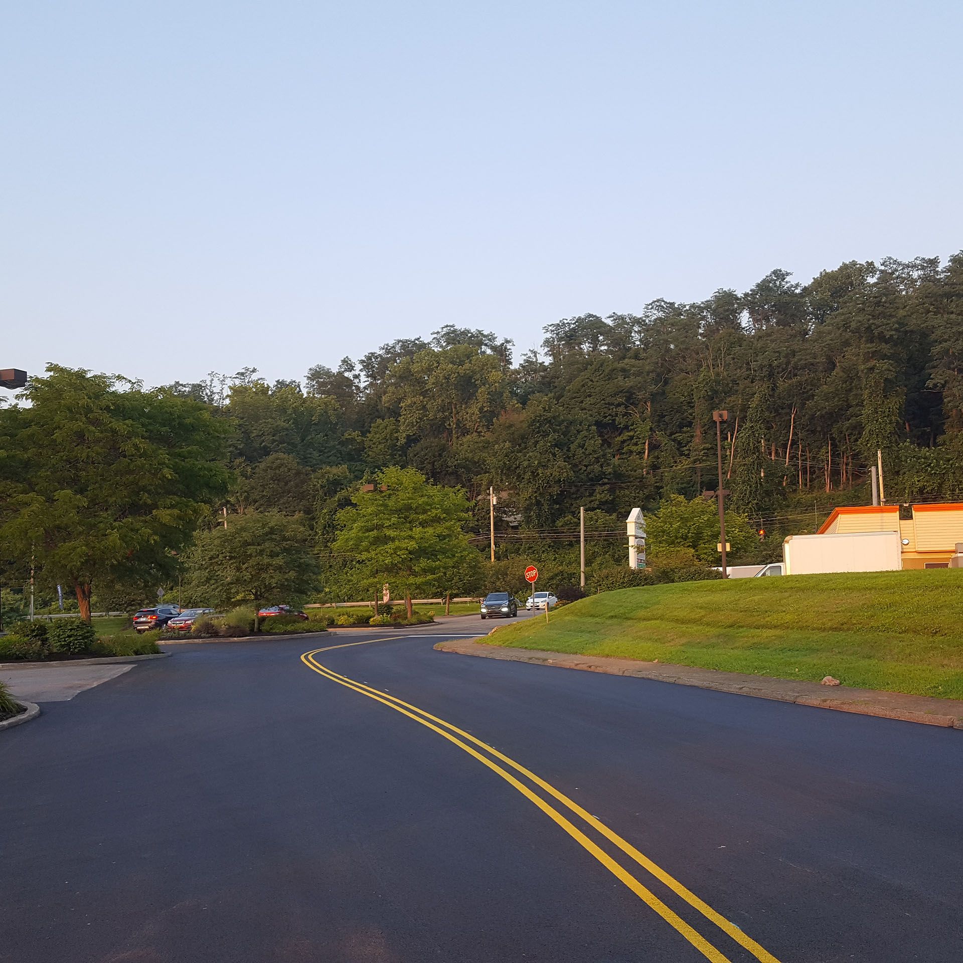 a new road with a lot of trees on the side of it