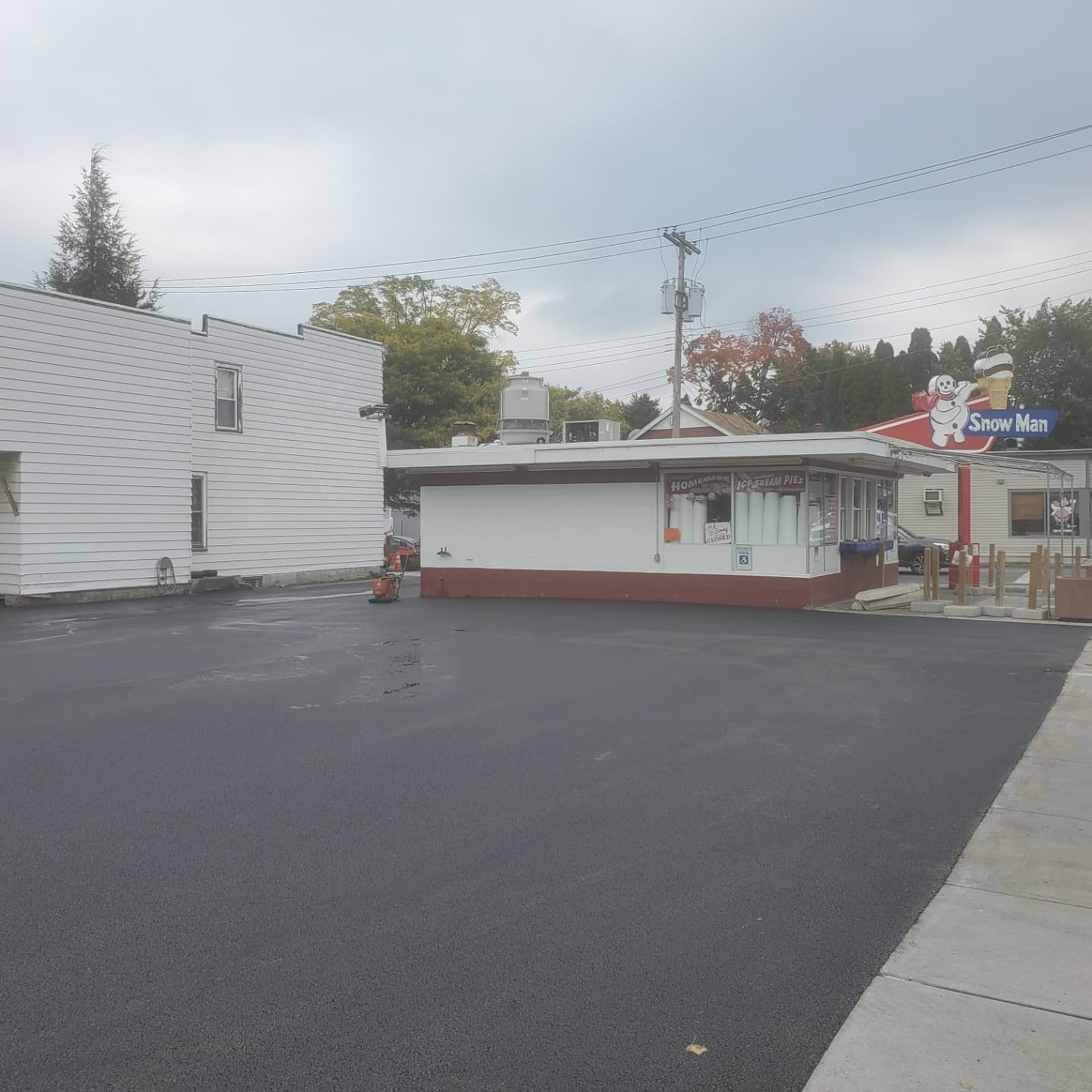 new parking lot in front of commercial property