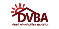 DVBA logo with maroon house roof and sun over “desert valleys builders association” text