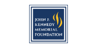 John F. Kennedy Memorial Foundation logo in blue and white with gold flame accents